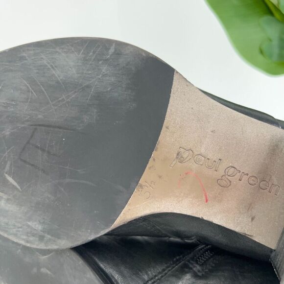 Paul Green Women Trey Boot Size 8 Block Heel Pointed Bootie Black Leather Zip Up - Picture 13 of 16